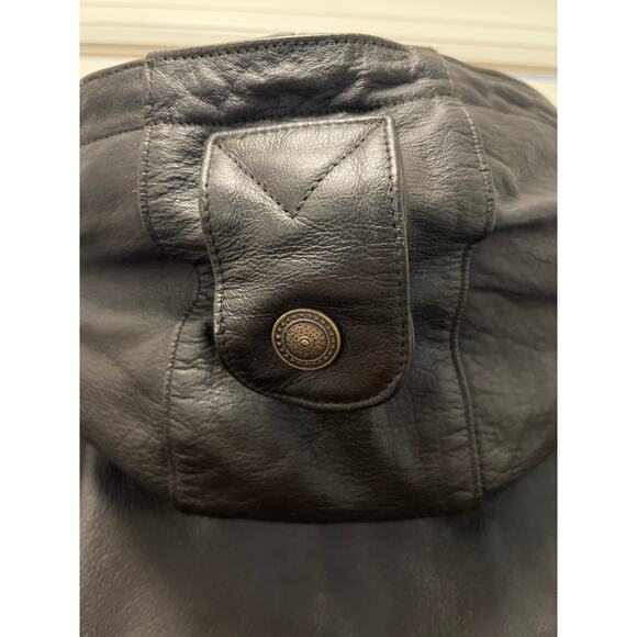 Urban Cowboy Men's Full Zip Snap Front Lined Leather Hooded Jacket Size XL Black - Picture 5 of 6